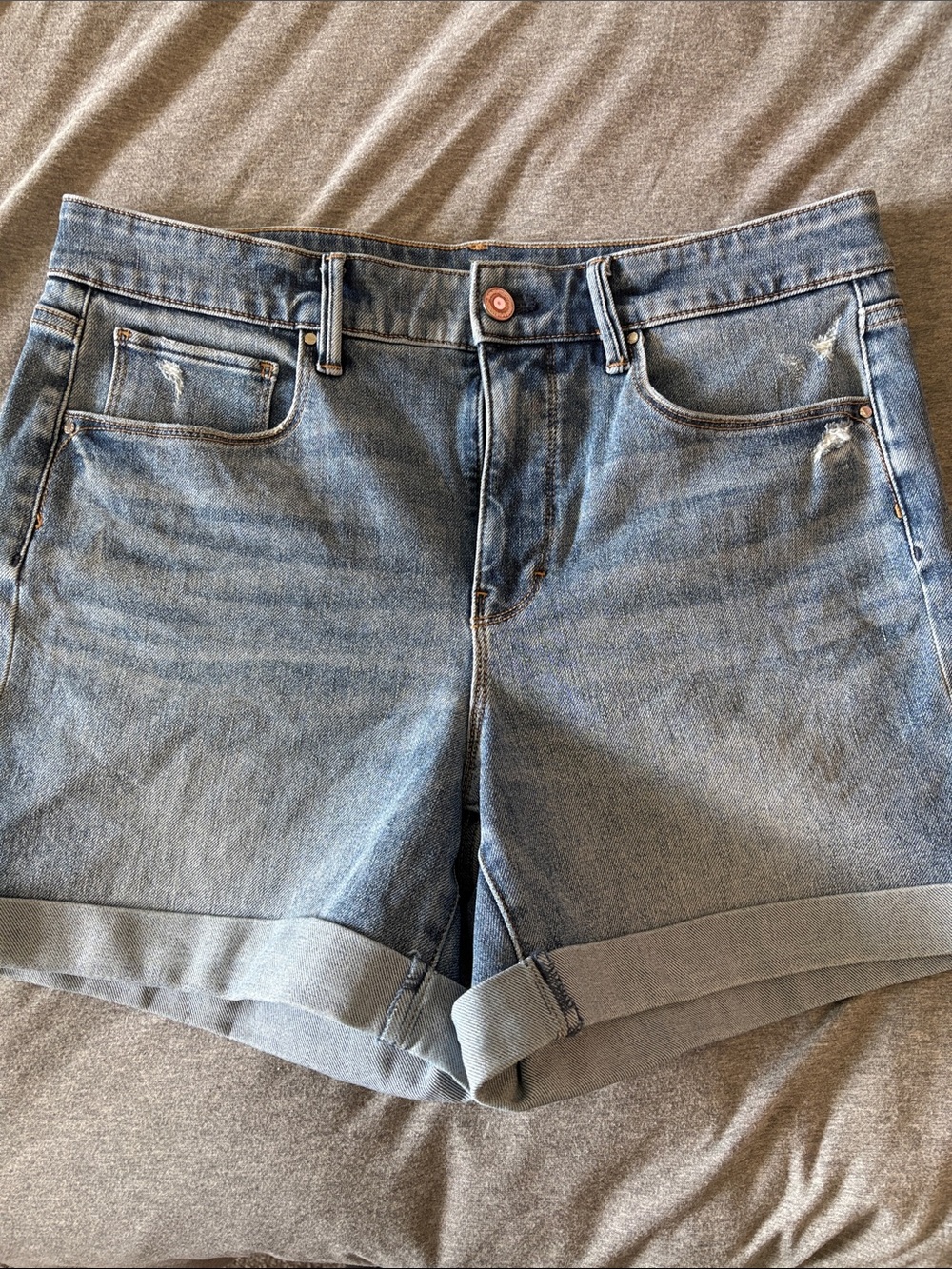 White House Black Market Light Blue Rolled-Hem Denim Shorts